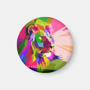 Bunter, prismatischer Pop-Art-Löwe Magnet
