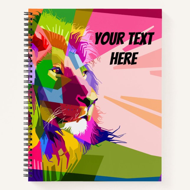 Bunter prismatischer Pop-Art-Löwe Notizbuch (Vorderseite)