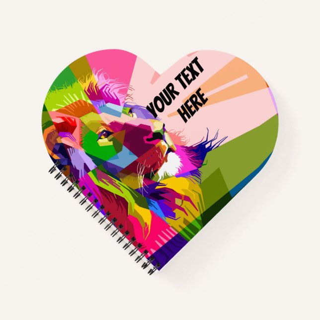 Bunter, prismatischer Pop-Art-Löwe Notizbuch (Vorderseite)