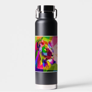 Bunter prismatischer Pop-Art-Löwe Trinkflasche