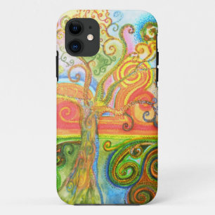 Bunter psychedelischer Wirbler Baum iPhone 5 11 Hülle