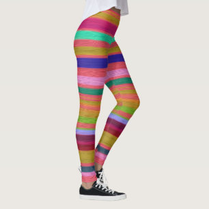 Bunter Regenbogen des Spaßes stripes Retro Leggings