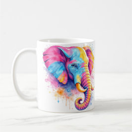 Bunter Regenbogen Elefant Aquarell Kaffeetasse
