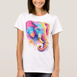 Bunter Regenbogen Elefant Aquarell T-Shirt