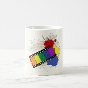 Bunter Regenbogen-Filmstreifen Pop-Art Kaffeetasse