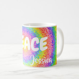 Bunter Regenbogen-Frieden personalisiert Kaffeetasse