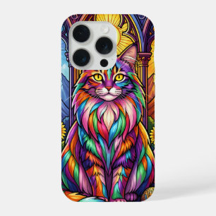 Bunter Regenbogen-Katzentelefon-Schutz iPhone 15 Pro Hülle