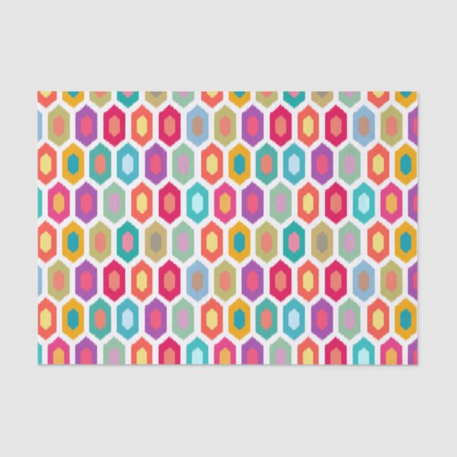 Bunter Regenbogen modernes Ikat Muster Seidenpapier (Vorderseite)