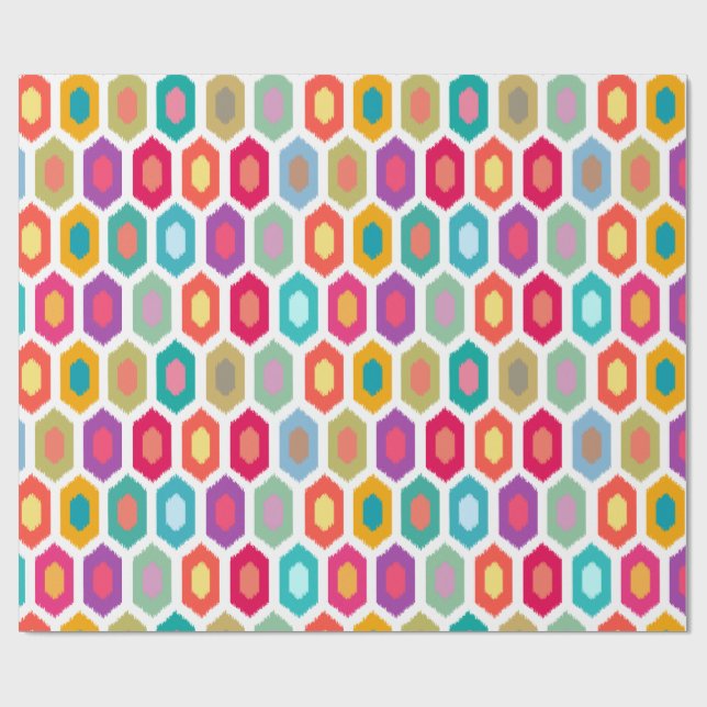 Bunter Regenbogen modernes Ikat Stammes- Muster Geschenkpapier (Flach)