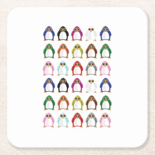 Bunter Regenbogen-Pinguin-Muster Rechteckiger Pappuntersetzer