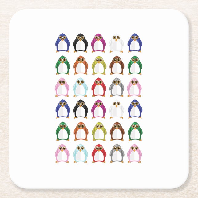 Bunter Regenbogen-Pinguin-Muster Rechteckiger Pappuntersetzer (Vorderseite)