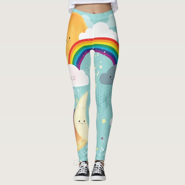 Bunter Regenbogen, Sun, bewölkt Leggings (Vorderseite)