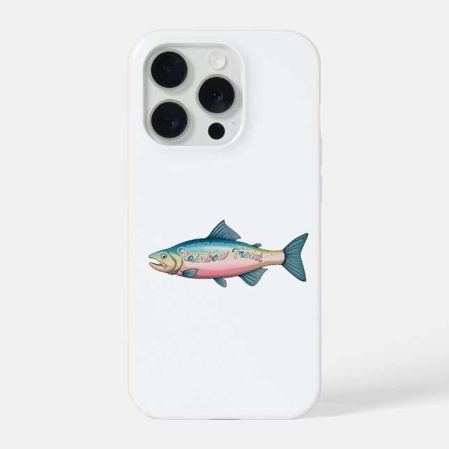 Bunter Regenbogenforellen-Angler-Geschenk iPhone Hülle (Rückseite)