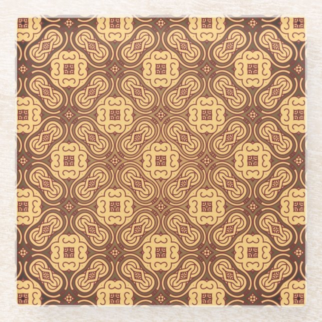 Bunter Retro Musterhintergrund Glasuntersetzer (Vorderseite)