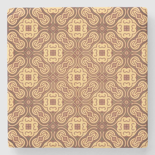 Bunter Retro Musterhintergrund Steinuntersetzer (Vorderseite)