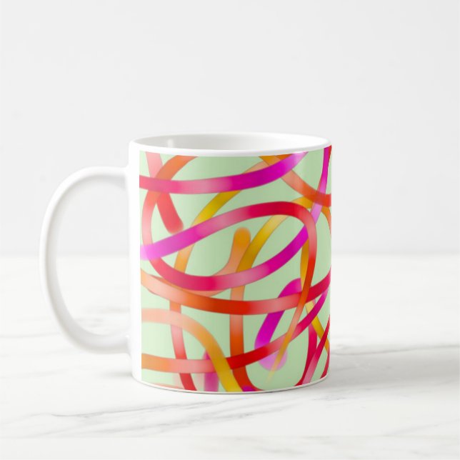 Bunter rosa und orange abstrakter Entwurf Kaffeetasse (Links)