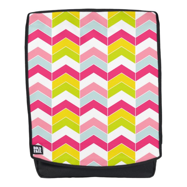 Bunter rosa Zickzack-Zickzack Muster Rucksack (Vorderseite)