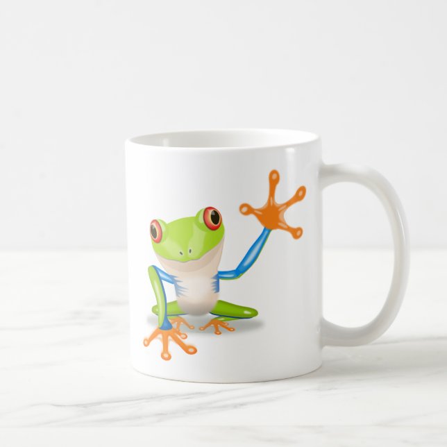 Bunter Rot-Mit Augen Baum-Frosch, der heraus Kaffeetasse (Rechts)