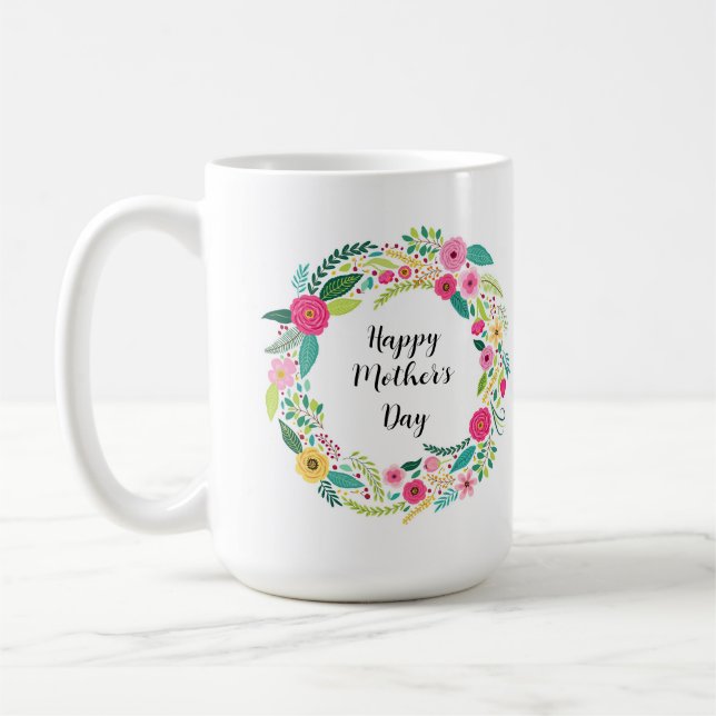 Bunter rustikaler Blumenkranz Kaffeetasse (Links)