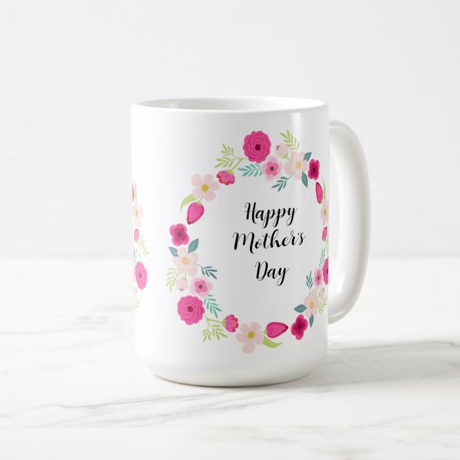 Bunter rustikaler Blumenkranz Kaffeetasse (VorderseiteRechts)
