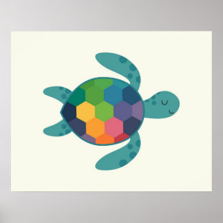 Bunter Schildkröte mit geometrischer Schale Baby K Poster