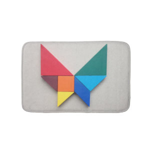Bunter Schmetterling Tangram Badematte