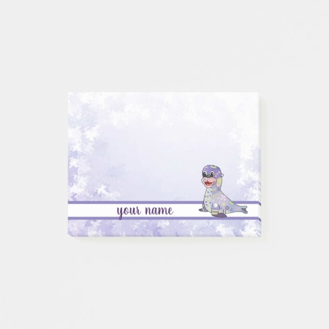 bunter Seehund Post-it Klebezettel (Vorderseite)