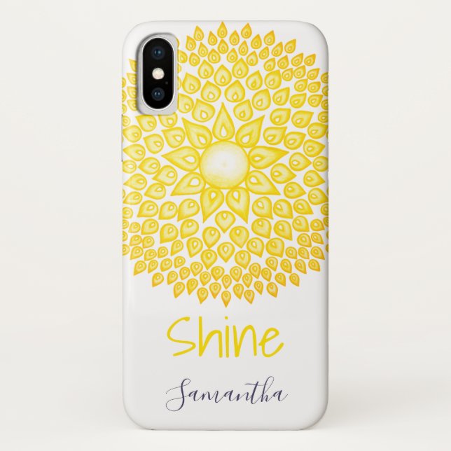 Bunter Shine-GelbSunMandala personalisiert Case-Mate iPhone Hülle (Rückseite)