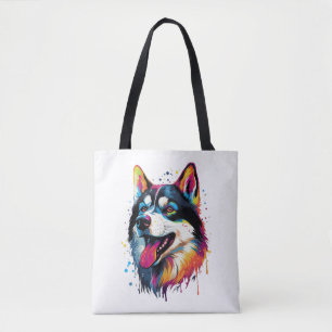 bunter sibirischer Husky-Hund im PopArt-Stil