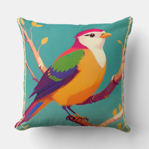 🌼 Bunter Singvogel Blütenzweig-Homedekor Kissen