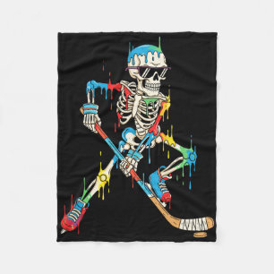 Bunter Skelett-Hockey-Eis-Drip-Player Fleecedecke
