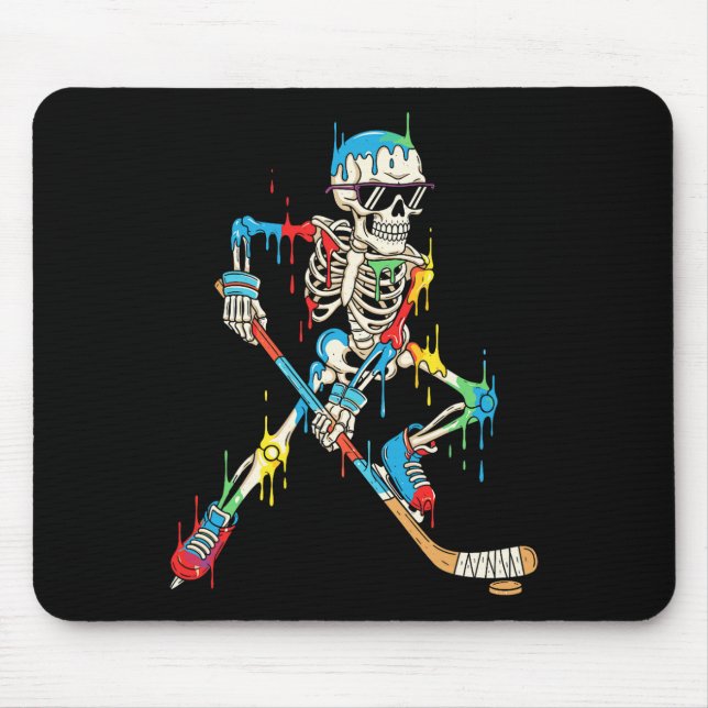 Bunter Skelett-Hockey-Eiscreme-Tropfspieler  Mousepad (Vorne)