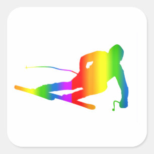Bunter Ski Regenbogen Aufkleber