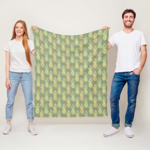 Bunter Sommer-Ananas-Frucht-Grün-Muster Fleecedecke