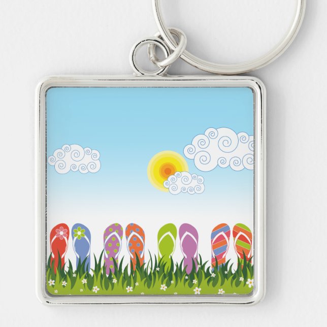 Bunter Sommer drehen Reinfall-Spaß im Sun-Garten Schlüsselanhänger (Vorne)
