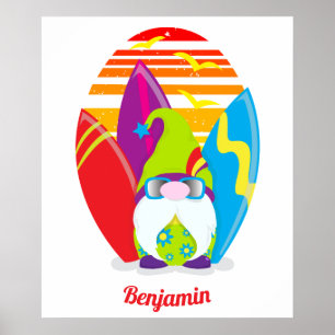 Bunter Sommer Surfgnom Poster