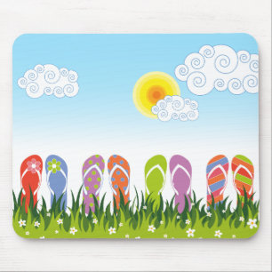 Bunter Sommergarten Flip Flops Spaß in der Sonne Mousepad