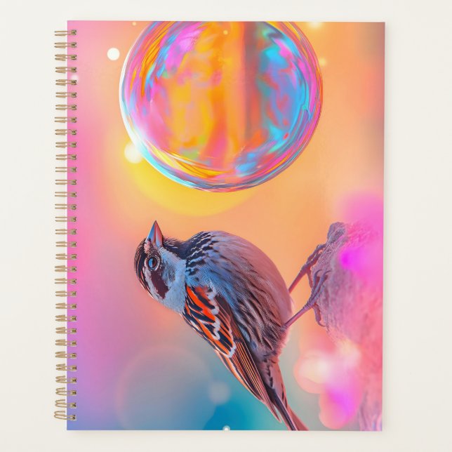Bunter Spatz und Regenbogenblase  Planer (Vorderseite)