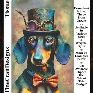 Bunter Steampunk Hund mit Fliege DK7L Decoupage Seidenpapier
