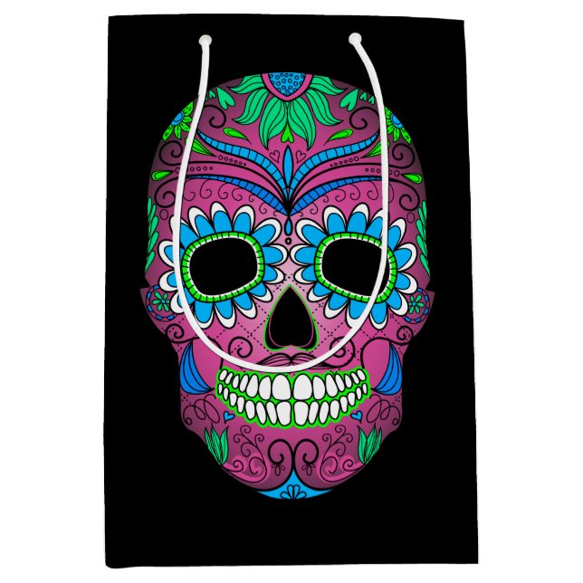 Bunter Tag des toten Schmutz-Zuckerschädels Mittlere Geschenktüte (Vorderseite)