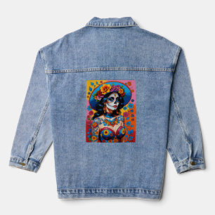 Bunter Tag des Toten Schönheitsgrades T-Shirt Jeansjacke