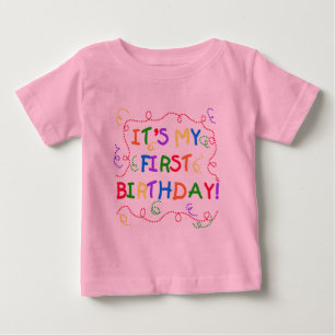 Bunter Text ist es mein erster Geburtstag Baby T-shirt