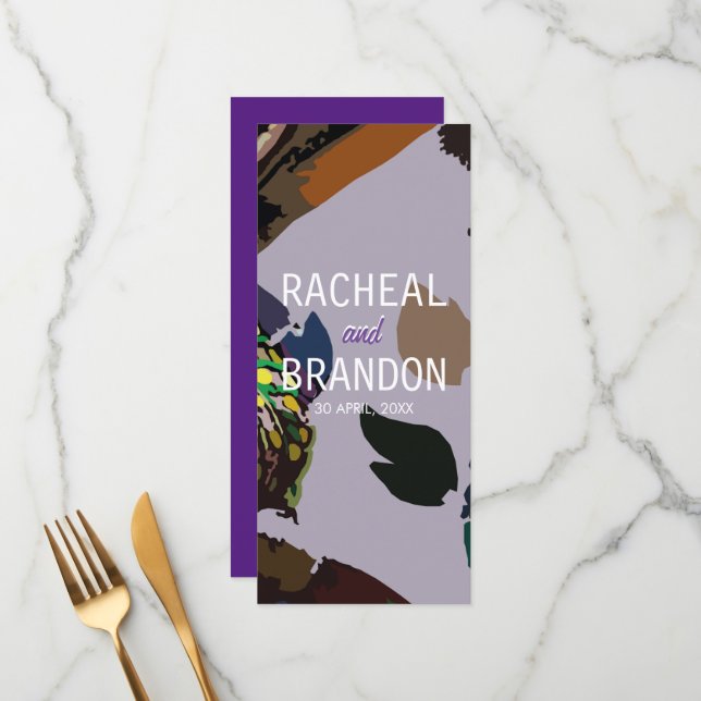 bunter thailändischer Kulturriese am Fluss Chao ph Menükarte (Vorderseite/Rückseite Beispiel)