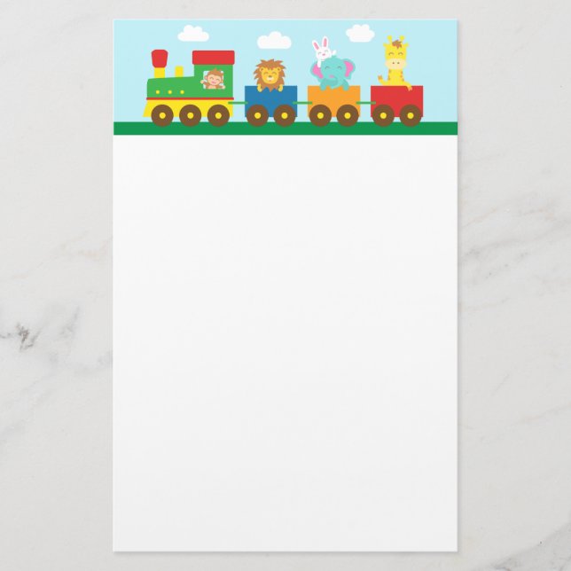 Bunter Tier-Zug für Kinder Briefpapier (Vorderseite)