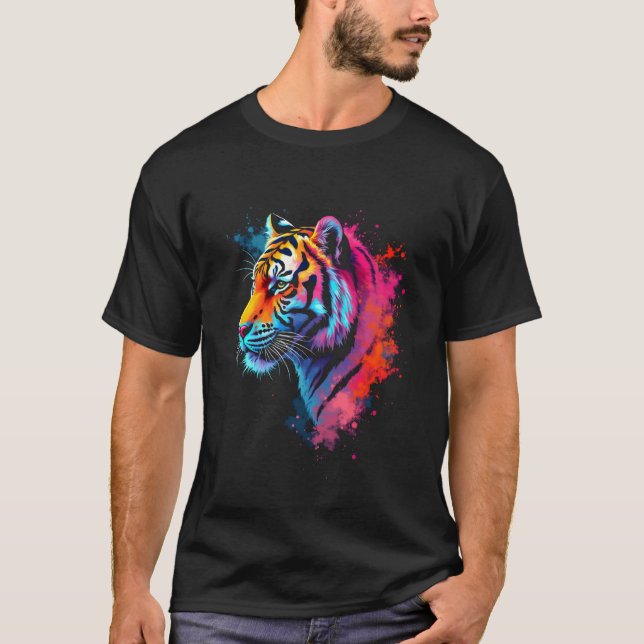 Bunter Tigerkopf T-Shirt (Vorderseite)