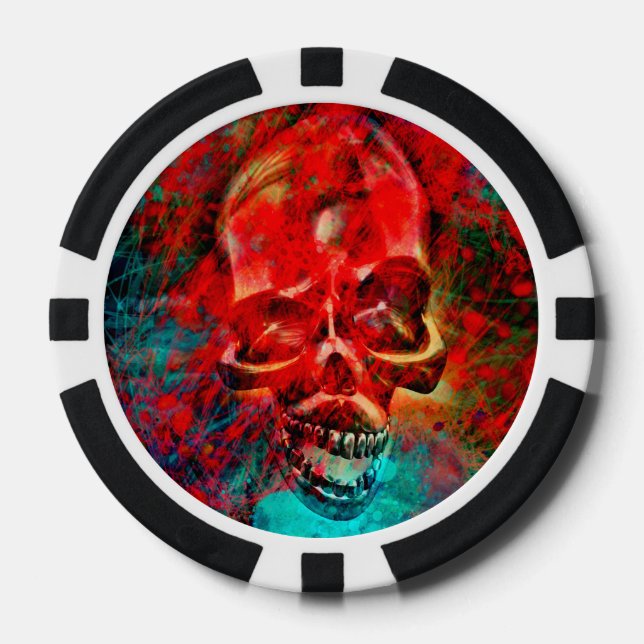 Bunter Totenkopf Pokerchips (Vorderseite)