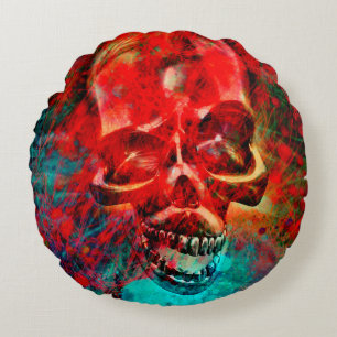 Bunter Totenkopf Rundes Kissen