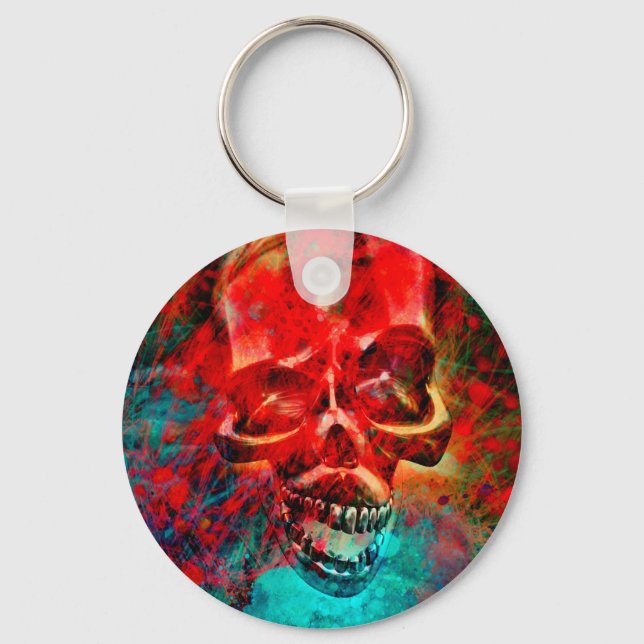 Bunter Totenkopf Schlüsselanhänger (Vorderseite)