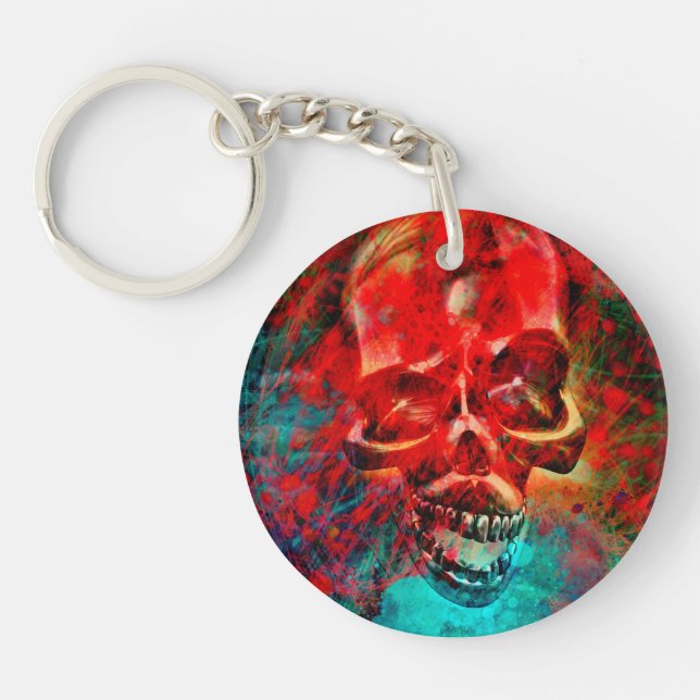 Bunter Totenkopf Schlüsselanhänger (Vorderseite)