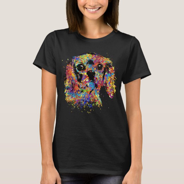Bunter unbekümmerter Königcharles Spaniel T-Shirt (Vorderseite)